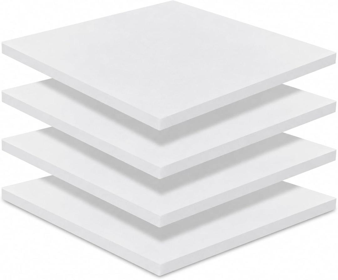 Frienda 4 Pack 1" x 20" x 20" Upholstery High Density Foam Cushion, White | Replacement Square Cut to Size Foam Padding, Seat Couch for Patio Furniture Commercial Dinning Benches Padding DIY Projects