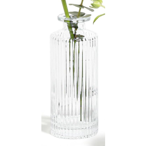 Glass Bud Vase, Small Flower Vase in Bulk, Mini Ribbed Vase for Centerpieces, Clear Vintage Vase for Table Decorations, Wedding, Party, Receptions, Home Decor 