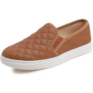 FEVERSOLE Women's Casual Slip On Sneaker Comfort Quilted Loafer Flats, US 8