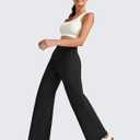 G4Free EverGoing Wide Leg Ankle Pants for Women 7/8 Length Yoga Dress Pants High Waist Stretch with Pockets Casual Work (Black, M)
