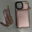 Bocasal Crossbody Wallet Case for iPhone 16 Pro Max, RFID Blocking Leather Purse Case with Card Holder, Protective Handbag Flip Cover with Zipper Wrist Strap Lanyard for Women 5G 6.9 Inch (Rose Gold)