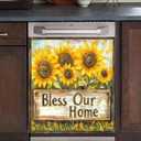 Dishwasher Magnet Cover Sunflower Vintage Wood Grain Dishwasher Magnet Decoration Flower Sunflower Dishwasher Magnet Decorative for Spring Summer Kitchen Refrigerator Cover 23x26 Inch