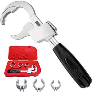 Universal Adjustable Double-ended Wrench, 80mm Open-end Crescent Wrench Pipe Wrench for Disassembly Assembly of Sanitary Ware, Plumbing Repair, Furniture Fitting Installation (Black)