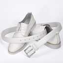 Men's Genuine Leather Dress Belt, 1 3/8" Classic Mens Jeans Pants Belt for Work Business Casual Golf (White)