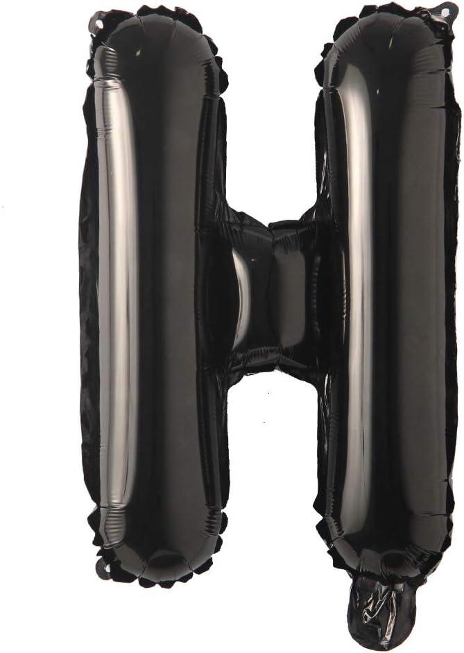 inch Single Black Alphabet Letter number Balloons Aluminum Hanging Foil Film Balloon Wedding Birthday party decoration banner Air Mylar Balloons (16 inch Black H)