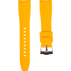 Curved End Soft Silicone Sports Rubber Watch Bands- Compatible with Omega Swatch Moonwatch, Omega Speedmaster, Rolex Submariner, Seiko SKX Dive Watches- 18mm, - Curve Replacement Watch Straps for Men & Women