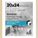 Americanflat 20x24 Picture Frame with Polished Plexiglass - Use as 16x20 Frame with Mat or Display 20x24 Photo Without Mat - Hudson Collection - Wide Picture Frames for Wall Display - Natural Oak