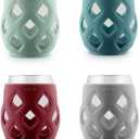 Ello Cru 17oz Stemless Wine Glass Set with Protective Silicone Sleeves, Dishwasher Safe, Cocktail Glass Pack Perfect for Summer Patios and Parties Festive Fun Holiday Gift for Women Men Her Him