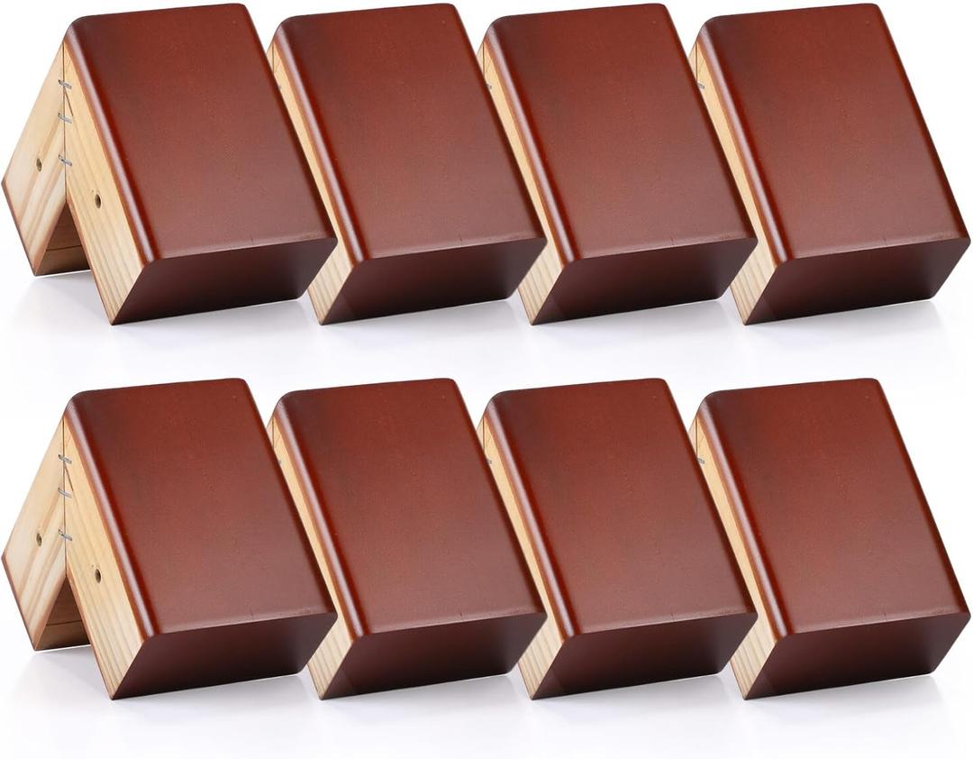 Geelin 8 Pack Wooden Furniture Risers 3 Inch High LShaped Bed Risers with Metal Screws and Anti-Slip Pads Furniture Legs Couch Legs Replacement Sofa Feet for Coffee Table Bed Dresser (Brown)