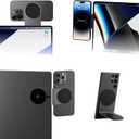 Rolling Square Edge Pro Core  Magnetic Mount Phone Holder Stand for Computers and Tablets | Secure Metal Plate Adhesive or Standalone Mode Compatible with MagSafe, Qi, and NonMagSafe Devices, Gray