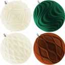 Lanpn 4 Pcs 8" Large Christmas Ornaments, Oversized Velvet Xmas Tree Ball, Big Flocked Christmas Tree Ornament, Shatterproof Plastic Balls for Yard Lawn Holiday Hanging Decor, Neutral Color (Beige-Brown-Dark Green)