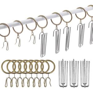 120 Pcs 1.5 Inch - 38mm Antique Brass Metal Drapery Curtain Rings Curtain Hanging Rings and Stainless Steel 4 Prongs Pinch Pleat Hook with Drapery Curtain Pin-on Hooks Pins for Bathroom, Living