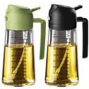 TrendPlain 16oz/470ml Glass Olive Oil Sprayer for Cooking – 2 in 1 Olive Oil Dispenser Bottle for Kitchen Gadgets and Air Fryer Accessories, Salad, BBQ - Black & Green