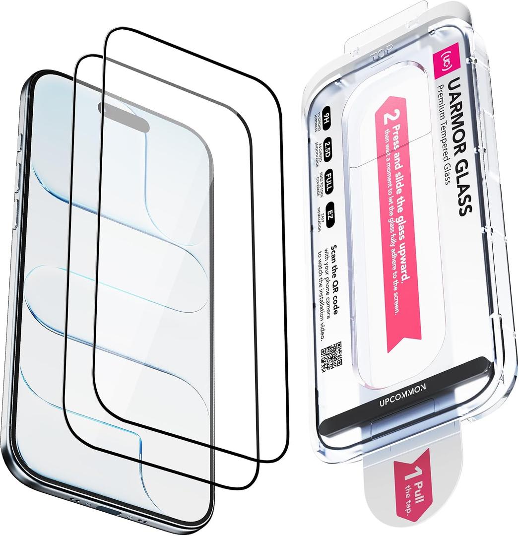 UARMOR Screen Protector for iPhone Air, HD Clear, 9H Tempered Glass with Easy Installation Kit, Full Edge Coverage Fit, 2Pack [ for iPhone Air ]