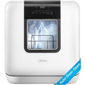 Midea MDC17P2DWW Countertop Dishwasher Portable with 6L(1.59G) Built-in Water Tank, 5+2 Programs, Auto Door Open, Dual Drying System, Energy-Saving and Odor Removal, for Apartments, Dorms& RVs, White