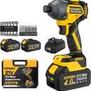 Cordless Impact Driver 2655In-lbs(300N·m) - 21V 1/4" Hex Chuck Brushless Hand Impact Driver With 2 x 4.0Ah Battery & Charger & 14 x Sockets Set & 10 x Screwdriver Bits for Home Projects & DIY