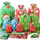 BlessedSeason 22PCS Gift Bags Set, 5 Styles Bags for Gifts, Holiday Reusable Santa Gift Bag (3 X-Large, 3 Large, 5 Medium, 5 Small, 6 Mini) & 22 Cards & 40 Ties & 16 Ribbons
