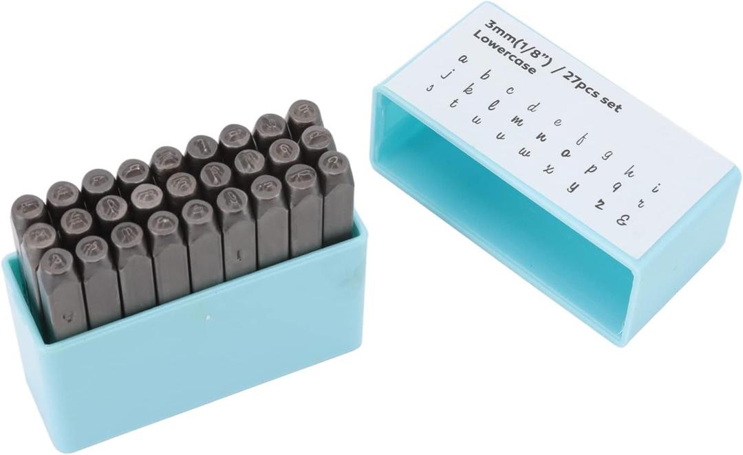 27Pcs Metal Letter Stamps 27 Pieces of English Letters High Strength Metal Stamp Set for Metal Leather Wood