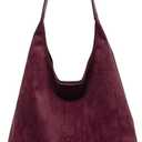 Suede Bag for Women Suede Hobo Bags Suedes Tote Bag Suedes Handbag Shoulder Bag (Burgundy)