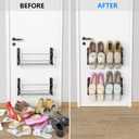 Hanging Shoe Rack 2 Pack, Wall Mount Shoe Rack with Sticky Hanging Mounts, Wall Shoes Holder Storage Organizer Shelf Shoe Holder for Wall Camper and RV Shoes Storage with Hooks No Drilling