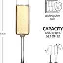 YARYOUNG Set of 12 Square Champagne Glasses, 6 oz Capacity, Premium Crystal Clear Glass