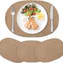 4Pcs Jute Woven Oval Placemats Set, Braided Place Mats, Heat Resistant, Sound Placemats, Boho Vintage Table Mats for Kitchen Dining Table,Outdoor, Home Decorations,Wedding (15.7 x 11.8 in)