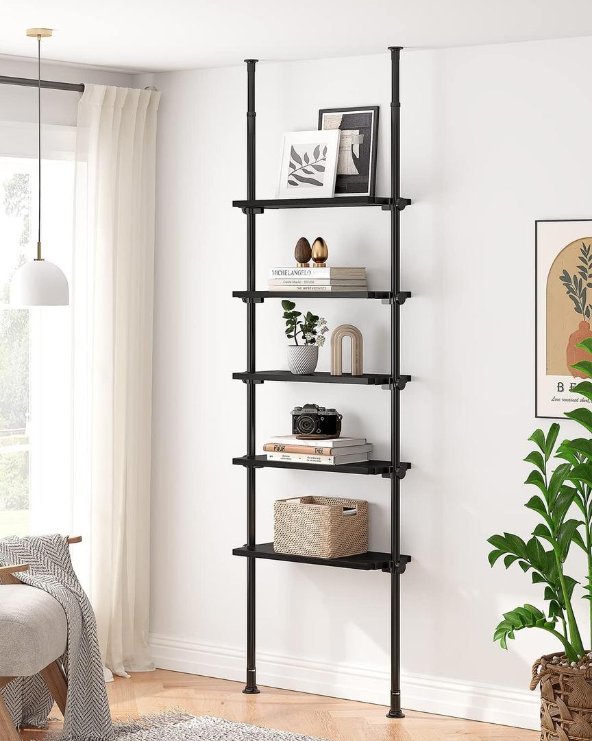 ALLZONE Floor to Ceiling Bookshelves, Tall Narrow Bookshelf for Small Space, 5-Tier
