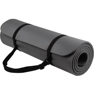 BalanceFrom All-Purpose 1/2-Inch Extra Thick High Density Anti-Tear Exercise Yoga Mat with Carrying Strap and Yoga Blocks Gray