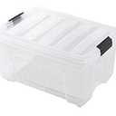 IRIS 12 Quart Stack & Pull Box, Clear, Clear/Black Buckle (100300)