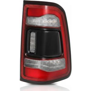 LED Tail Light Assembly Compatible With 2019-2023 RAM 1500, Blind Spot Module Can Be Installed, Black Lens Chrome Interior LED Tail Lamps Replace Right Passenger Side