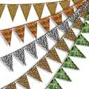 Tatuo 5 Pcs Jungle Safari Party Decorations Wild Animal Print Pennant Banners Wild Jungle Safari Animal Graduation Birthday Party Decorations Supplies for Baby Shower Zoo Decor