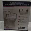 Drive Medical 2-in-1 Raised Toilet Seat with Removable Padded Arms - Elevated Bathroom Safety Support - Secure Locking Attachment - Easy Height Assistance - Durable Construction, Standard Toilets