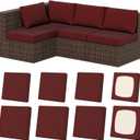 8Pcs Stretch Patio Cushion Covers, Outdoor Couch & Sofa Replacement Slipcovers for Patio Furniture Cushion Covers, Washable Reusable Furniture Protector (Square-large + Square-small, Wine-red)