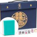 Yellow Mountain Imports Bleau Opal Chinese Mahjong Set with 146 Tiles and Blue Vinyl Case - for Chinese Style Gameplay Only