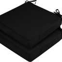 Waterproof Outdoor Chair Cushions Set of 2, Square Outdoor Seat Cushions with Ties and Removable Covers, 19 x 19 Outdoor Cushions for Patio Furniture with Portable Handle(Black)