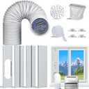 CASSAIO Portable Air Conditioner Window Kit, Seamless Portable AC Window Vent Kit with 5.9" Universal Exhaust Hose Adapter, Adjustable Window Seal Plates for Sliding Window