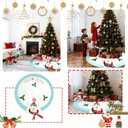 48in Christmas Tree Mat for Under Tree,Blue and White Christmas Tree Skirt for 7.5FT Tree,Rustic 3D Snowman Xmas Tree Mat Decorations Winter New Year Holiday Party Decor Indoor Outdoor