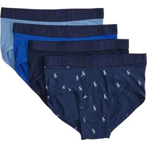 Ralph Lauren Men's Stretch Classic Fit Cotton Briefs (Medium, Blue Saturn/Monroe Blue Heather/White/Pale Royal Heather/Cruise)