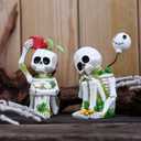 Thinking Skeleton Statue Halloween Decorations, Mini Cute Sitting Skull Figurine Shelf Sitter Resin Thinker Sculpture for Outdoor Garden Yard Lawn Pond Waterfalls Pool Ornaments