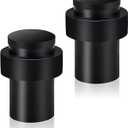 Door Stoppers, Floor Door Stops Black, 2 Inch(50mm) Stainless Steel, Modern Commercial Heavy Duty Solid Door Holder with Soft Rubber Bumper, Cylindrical Floor Mount Doorstops
