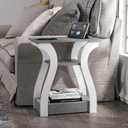 FROMJBEST End Tables Living Room Set of 2,Grey End Table with Charging Station,Grey Side Table, Nightstand for Bedroom, 3 Tier End Table with Storage Shelf for Living Room