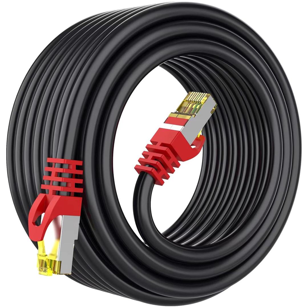 Cat 8 Ethernet Cable 50 ft,1.5ft 6ft 10ft 20ft 25ft 30ft 75ft 100ft 150ft 200ft Heavy Duty High Speed Network Internet Cable,26AWG 40Gbps 2000Mhz,Indoor&Outdoor Shielded RJ45 Cable (Black)