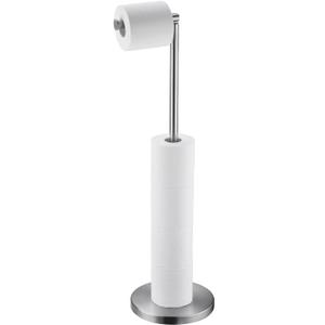 BAGNOLUX Bathroom Toilet Paper Holder Stand with Reserve, SUS304 Stainless Steel Rustproof Pedestal Tissue Roll Holder Heavy Duty, Brushed Nickel