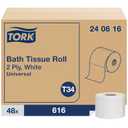 Tork Toilet Paper Roll White T34, Universal, 2-ply, 48 x 616 sheets, 240616