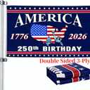 250 Anniversary USA Flag - 3x5 Ft Double Sided 3 Layers Patriotic Flags - 4th of July Decorations Independence Day American 250th Anniversary Flag 1776-2026 for Indoor Outdoor Decoration
