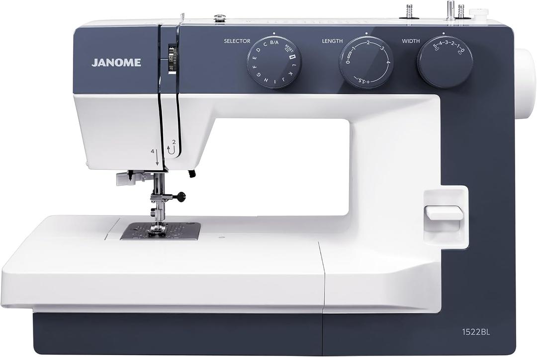 Janome 1522BL Mechanical Sewing Machine - Aesthetic Black Sewing Machine for Beginners, 22 Built in Stitches, 1 Step Buttonhole, Heavy Duty Metal Frame, Built in Needle Threader for Easy Use