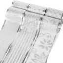 PEUTIER 6 Rolls Glitter Christmas Wired Ribbons, 2.5" Wide Silver Glitter Snowflake, Striped, Floral Pattern Christmas Tree Ribbons for Crafts, Wreaths, Gift Wrapping (36yd Total Length)