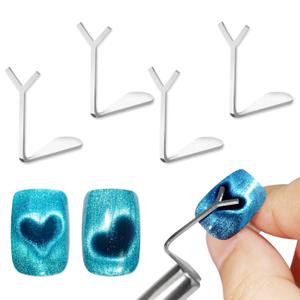 Allstarry Heart Magnet for Nails, Heart Cat Eye Magnet for Nails 4pcs Y-shaped Guide with Strong Magnet for Cat Eye Gel Polish Flexible DIY Nail Cat Eye Magnet for Cat Eye Gel Polish Nail Art Salon