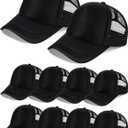 10 Pcs Sublimation Blank Trucker Hats Bulk Mesh Baseball Cap Polyester Mesh Trucker Hat for Men and Women (Black)