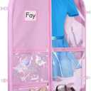 Zilink 40" Dance Costume Garment Bag Clear Dance Costume Bag for Hanging Storage with 5 Clear Zipper Pockets Stable Buckles and Carry Handles for Dance Competition Closet Storage, Pink